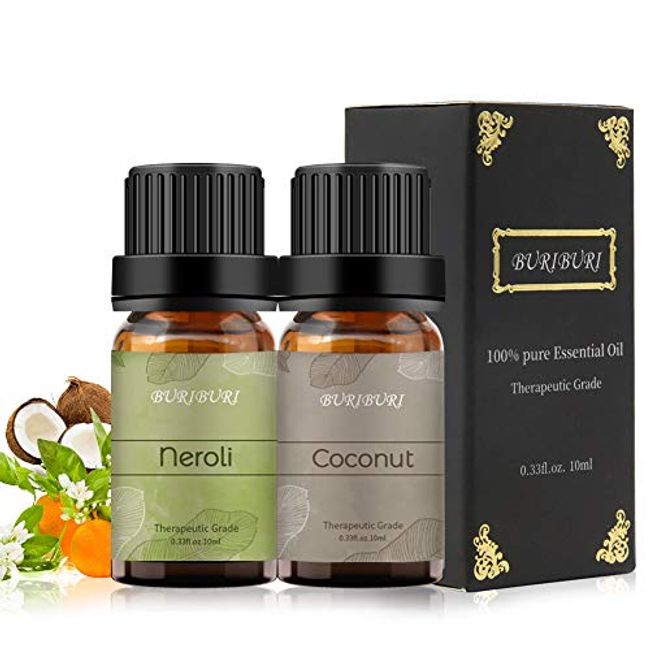 Buriburi 2 Pack Gardenia + Jasmine 100% Pure Essential Oils Essential Oils 10ml Each Natural Diffuser Massage Aromatherapy (Gardenia + Jasmine)