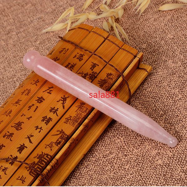Natural Rose Quartz Gua sha Tool Acupuncture Points Massage Stick Therapy Tool