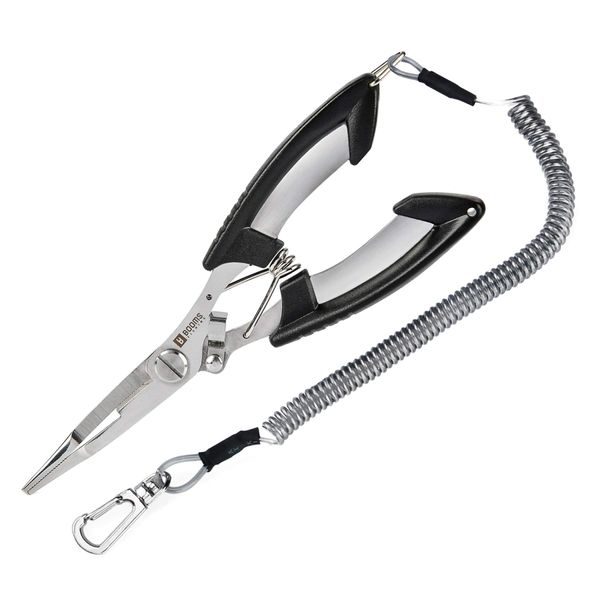 Booms Fishing H1 Fishing Pliers Fishing Pliers PE Line Breaking Hook Removal Pliers with Butt Rope (Black)