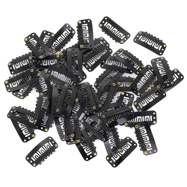 Haarextension Clips 50 Stück Haarverlängerungsclips Schwarzes Metall Perückenclips 6 Zähne U-förmige Clips zum Befestigen von Perücken Haar Verlängerungen DIY Perücken Zubehör