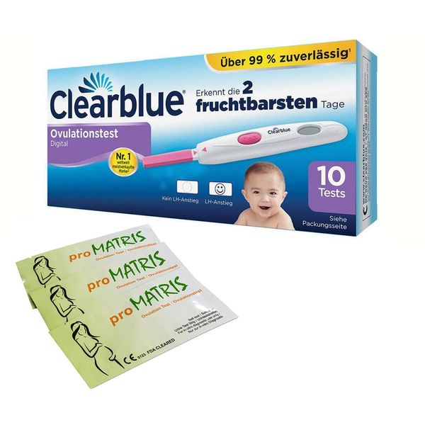 Vorteilspack - 50 Ovulationstest Streifen 20 miu/ml LH ovulation test + 10 Clearblue digitale Ovulationstests