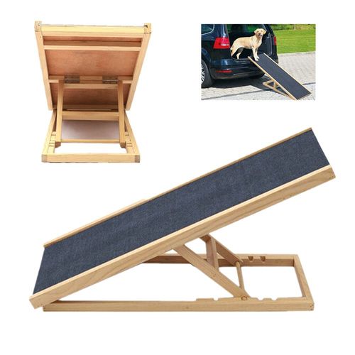 Pet Ramp Dog Ramp for Car, Solid Wooden Pet Ramp Car Dog Puppy Ladder - Height Adjustable with Non-slip Carpet Surface Safety Pets Ladder Access Stair Car/Van/Sofa/Bed
