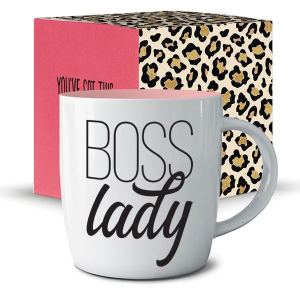 Triple Gifffted Boss Lady Gifts for Women, Valentines Day, Her Birthday, Christmas, Mothers Day Presents, Coffee Mug Cup Gift for Sister, Mom, Boss, Girlfriend