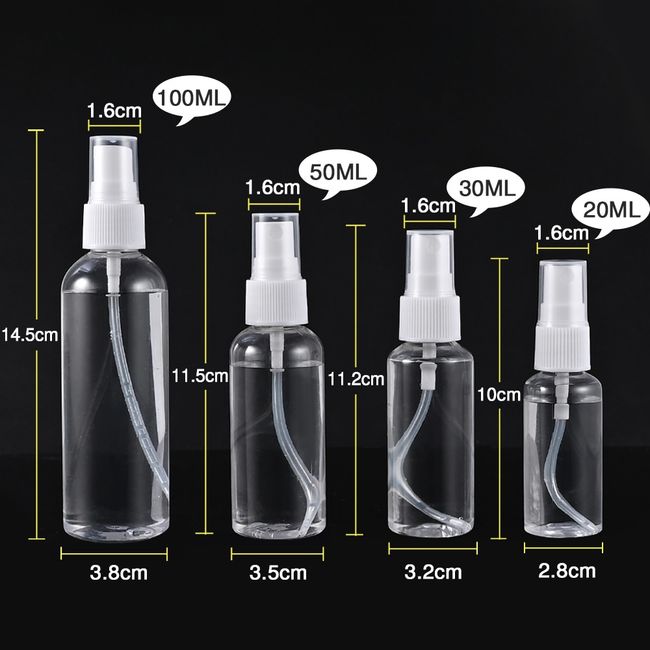 20/30/50/100 ml Plastic Spray Bottle Small Transparent Refillable Travel  Bottles