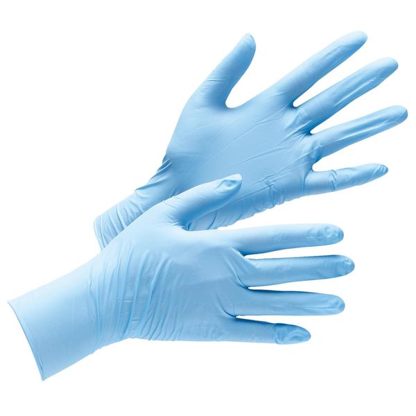 Midori Anzen Berte 728 Nitrile Gloves, Hand Friendly, Powder-Free, Blue, Medium, 100 Pieces (Thin)