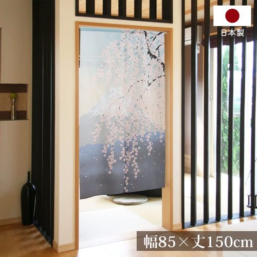 Noren Workshop Noren Japanese Style Spring Cherry Blossom Tapestry Room Divider Blindfold Half Noren Tradition Width 33.5 x Length 59.1 inches (85 x 150 cm) Four Seasons Fuji Spring 9241