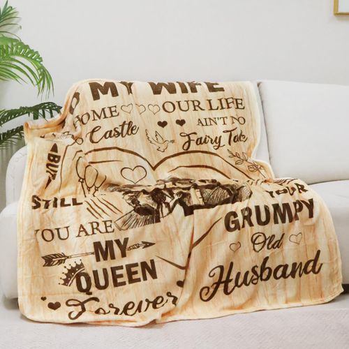 YOWNICF Gifts for Her Wife- Romantic Anniversary Blanket Gifts for Her Women - Wife Birthday Gifts from Husband - to My Wife Blanket Presents for Valentines Mothers Day