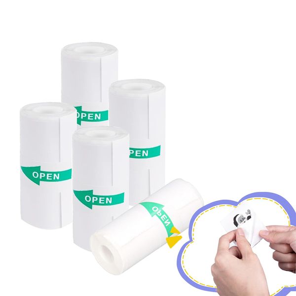 Supfoto Mini Pocket Printer Sticker Paper - 5 Rolls, 57x25mm, Self-Adhesive