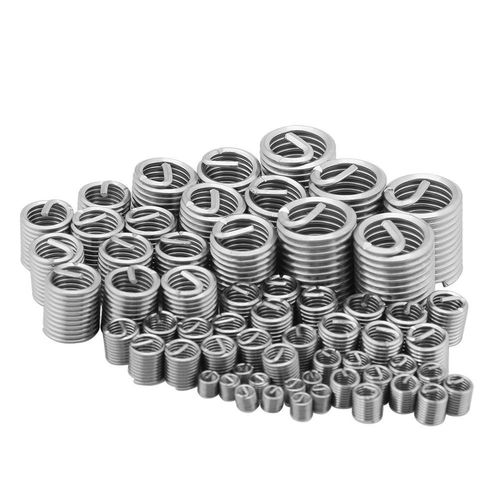 60pcs Stainless Steel Wire Thread Repair Insert Assortment, M3 M4 M5 M6 M8 M10 M12 Helicoil Type Free Running Wire Thread Repair Insert Kit