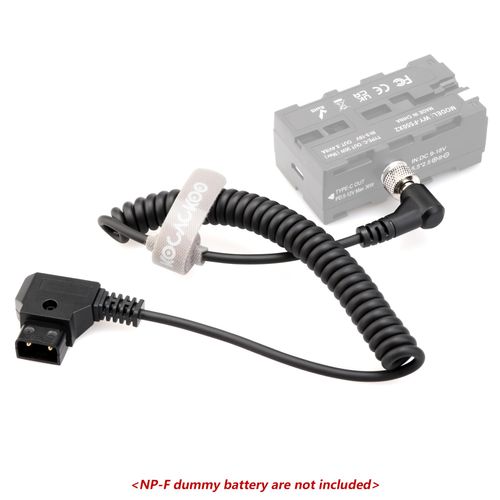 KOCACKOO D-Tap(P-Tap) to DC 5.5 * 2.5mm Locking Right Angle Male Coiled Power Cable for Double-Sided NP-F Dummy Battery and Video Devices PIX-E7 PIX-E5 7 Atomos/Ikan/Sony/DJI Monitor.