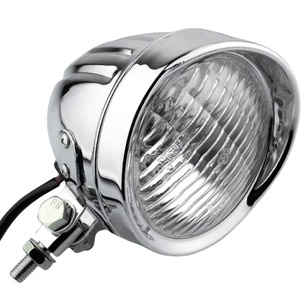 Motorcycle Motorcycle Batelite Headlight with Visor 4.5" Universal (Silver/White Lens)