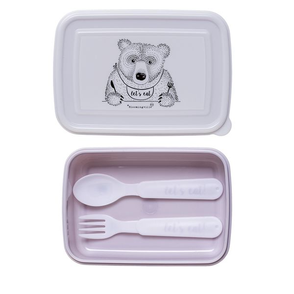 Bloomingville Lunch Box with Cutlery Purple/White