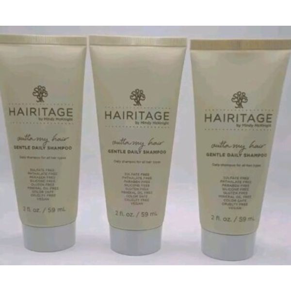New 3x Hairitage Outta My Hair Gentle Daily Shampoo • 2 Fl Oz Each Sealed 3pk