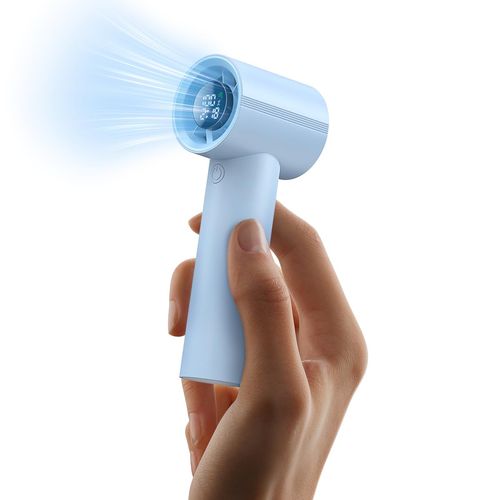 Portable Handheld Fan, Speed(1-199) Powerful Turbo Mini Fan, 30000 RPM High Speed Moter [14H Max Cooling Time] 5000mAh Battery Rechargeable,Pocket Personal Small Travel GIfts for Women (Light Blue)