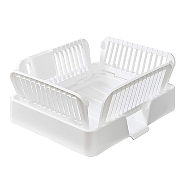 SankoPlastic 058362 Dish Drying Rack, White, Stream, Collapsible, Vertical Type, Made in Japan