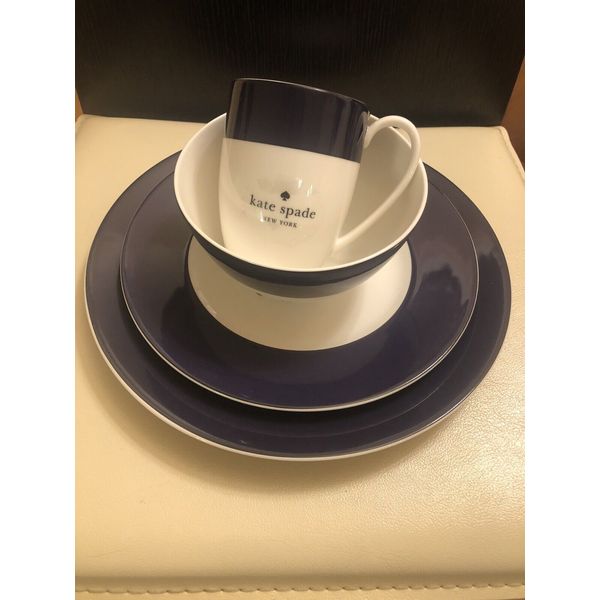 Lenox Kate Spade Rutherford Circle Navy Dinnerware Set 4pc New