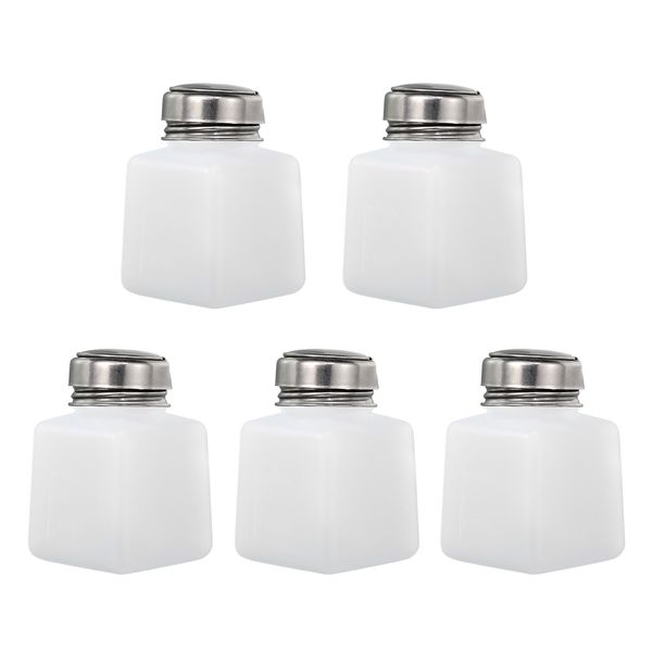 5Pack 3.4 Oz/100ml Alcohol Push Down Pump Dispenser Bottle Press White