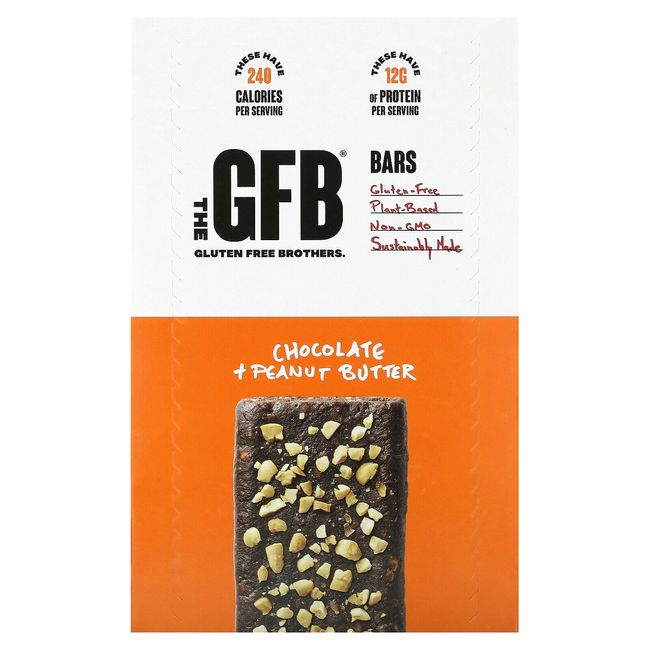 Gluten Free Bars, Chocolate + Peanut Butter, 12 Bars, 2.05 oz (58 g) Each