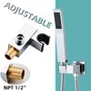 Bathroom Square Chrome Solid Brass Hand Held Shower Head With Wall Connector and Hose System Wall Mount Handheld Showerheads Set