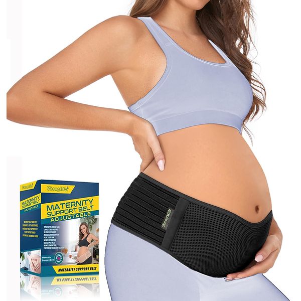 ChongErfei Pregnancy Belly Support Band Maternity Belt Belly Band for Pregnancy Adjustable Maternity Support Belt for Abdomen, Pelvic, Waist, & Back Pain (One Size, Z-Black)