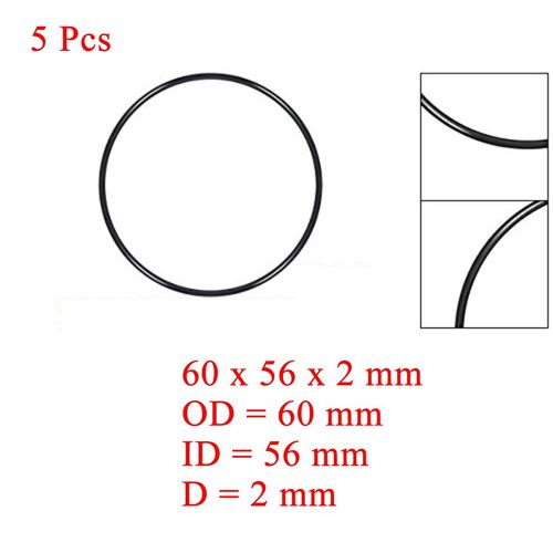 Ofowin 5pcs O-Ring Nitrile Rubber 56mm x 60mm x 2mm Black O-Ring 56mm Inner Diameter 60mm Outer Diameter 2mm Wide Round Seal Gas Gasket Oil Resistant Waterproof Abrasion Resistant Car Air Conditioner Equipment Gasket Machine Repair Fully Sealed
