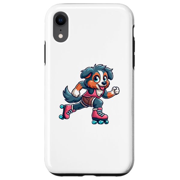 Australian Shepherd Roller Skating Dog Funny Skater Case for iPhone XR
