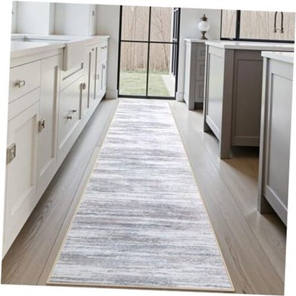 Modern Abstract Washable 2x12 Runner Rug, Non Slip Hallway Runner Rug 12 ft