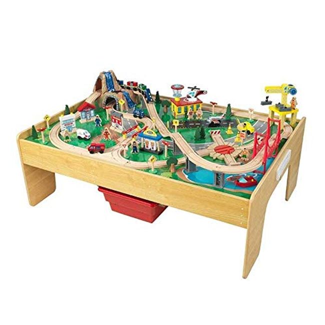 KidKraft Metropolis Table and Train Set, Espresso