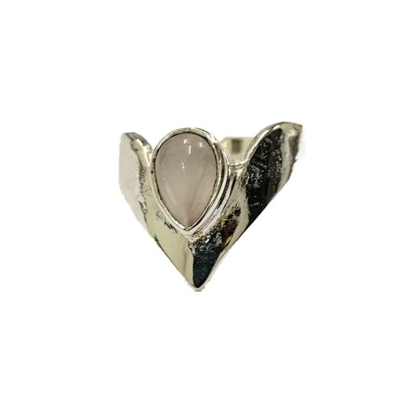 VIE Chevron Crystal Ring, Rose Quartz
