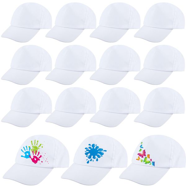 SGBETTER Kids White Baseball Caps DIY Sport Ball Hats Adjustable Painting Baseball Cap Bulk for Child Boys Girls Hiking Camp (15)