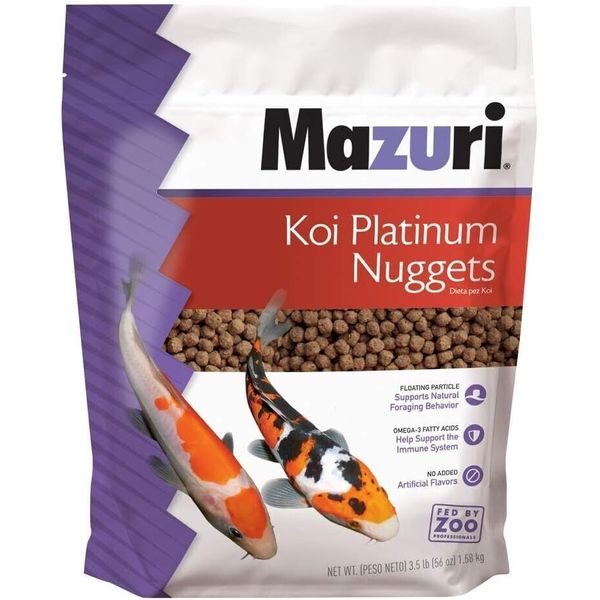 Mazuri Koi | Platinum Nuggets Nutritionally Complete Koi Fish Food | for Medium