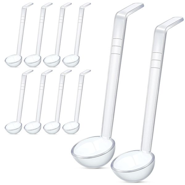 Tioncy 10 Pieces 7 Inches 1 oz Clear Small Ladle Mini Ladle for Sauce Long Handle Plastic Punch Bowl Ladle Serving Spoons for Dressing Soup Cocktail Gravy Fruit Juices Party Banquets Catering