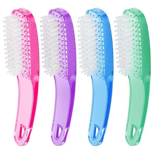 Nail Brush for Cleaning Fingernails, Larbois 4Pack Handle Grip Nail Brushes Fingernail Brush for Cleaning Nail Scrub Brush for Toes and Nails Women Men (Color3)