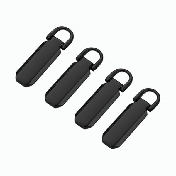 Zipper Handles, Zipper Pulls, No. 5, Set of 4, Clothes Parts, Alloy Products, Easy to Put On and Take Off, Suitcase, Clothes, Bags, Luggage, matte black