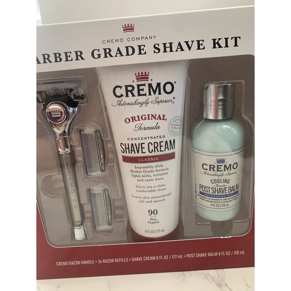 Cremo Barber Grade Shave Kit = Razor + Cream + After Shave Balm ！ NEW!