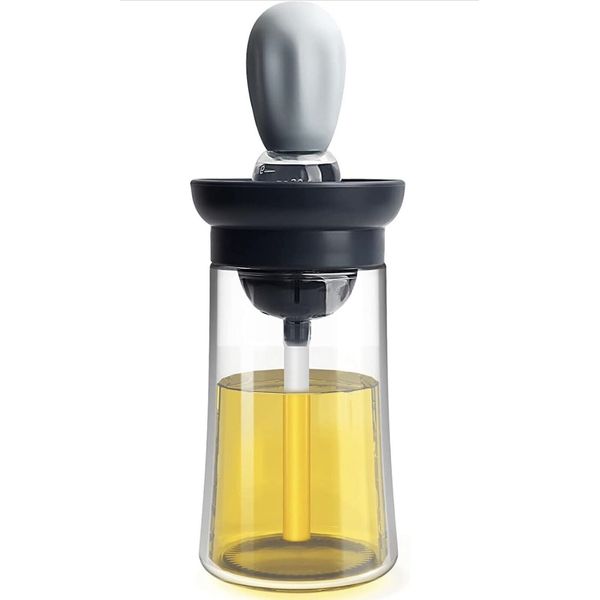 WOBILOO Glass Olive Oil Dispenser Bottle W/ Silicone Brush 2 In 1 Measuring Oil