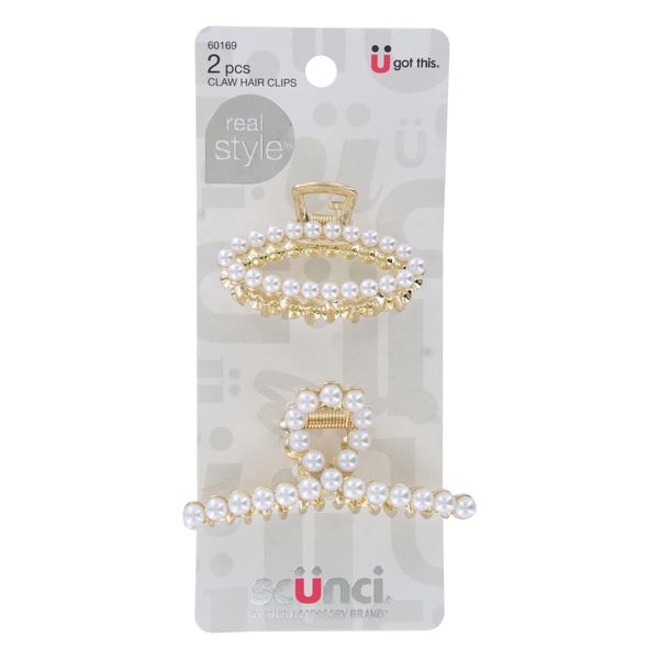 Conair, Hair Accessories Pearl Claw Clips 2Pack, 2 Count