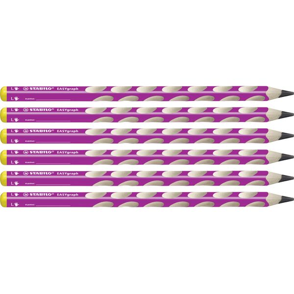 Ergonomic Graphite Pencil - STABILO EASYgraph - Left-Handed - Pack of 6 - Pink - HB