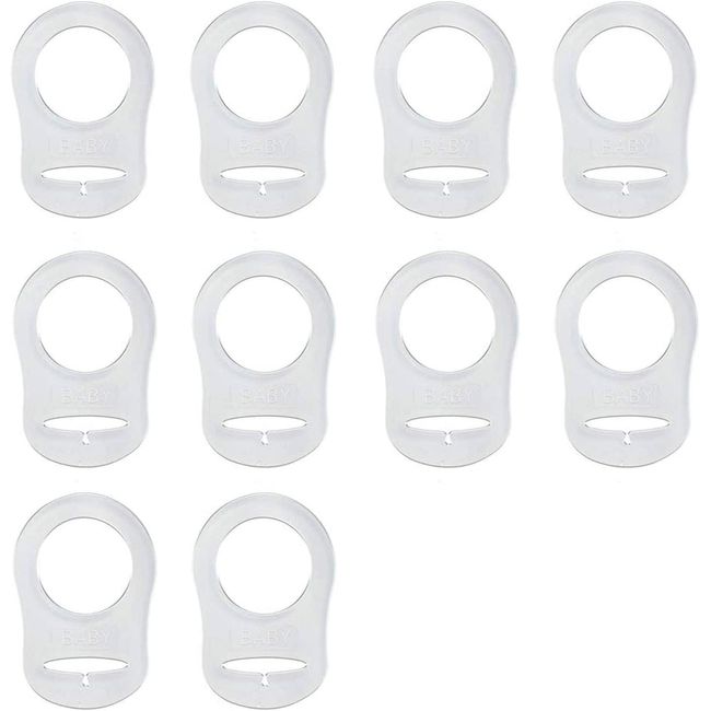 10 Stücke Silikonknopfring Silikonring Schnuller Halter Clip Adapter für Baby Schnuller Schnullerketten, transparent…