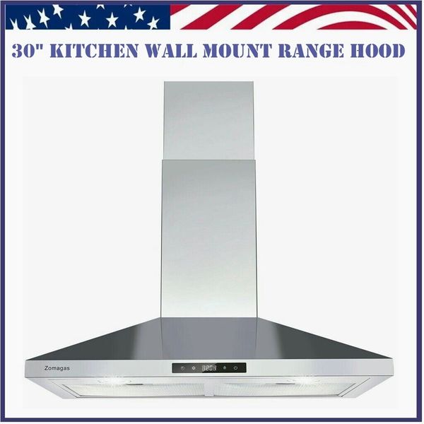 30" Kitchen Wall Mount Range Hood 450CFM Stainless Steel Touch Control 3 Speed