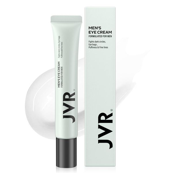 Men's Eye Cream, JVR Caffeine Eye Cream, Eye Cream for Men, Against Dark Circles, Bags & Wrinkles, Anti Ageing Eye Care for a Firmer Eye Area, 20 ml (White)