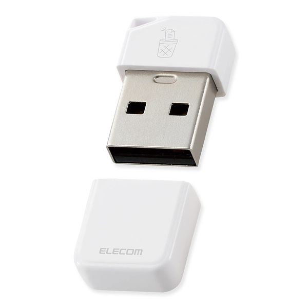 Elecom MF-USB3064GWH USB Memory, 64 GB USB 3.2 (Gen1) Compatible, Small, Cap Included, False Erase Prevention Function, Software, White