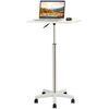 Euiuxoy Elevating Desk, Standing Desk, Elevating Table High Table, Standing Desk, Side Table, Elevating Stand, PC Desk, Computer Desk, Compact, Up/Down Type, Gas Pressure, With Casters, Stepless