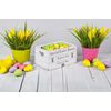 Personalised Easter Wooden Crate, White Decorative Box with Bunny Design, Custom Name Gift Storage