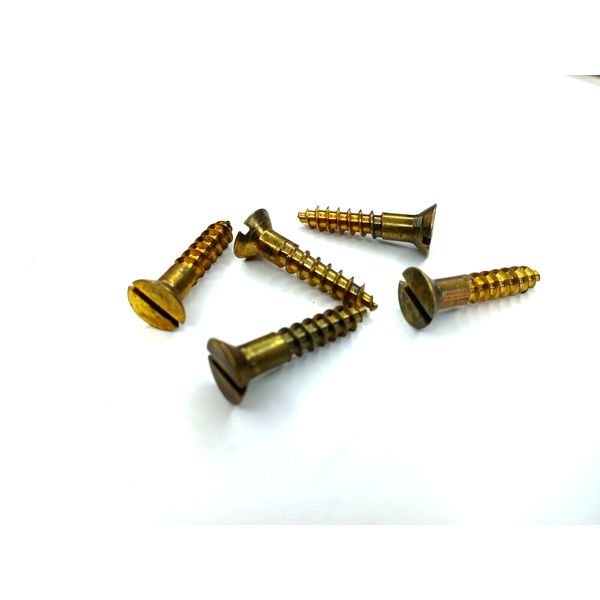 Qty 25  -  #10 x 1" Solid Brass Flat Head Countersink Wood Screws Slotted Drive