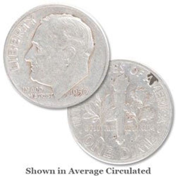 U.S. Mint 1950-D Liberty Dime, Uncirculated, Silver, 2.25g