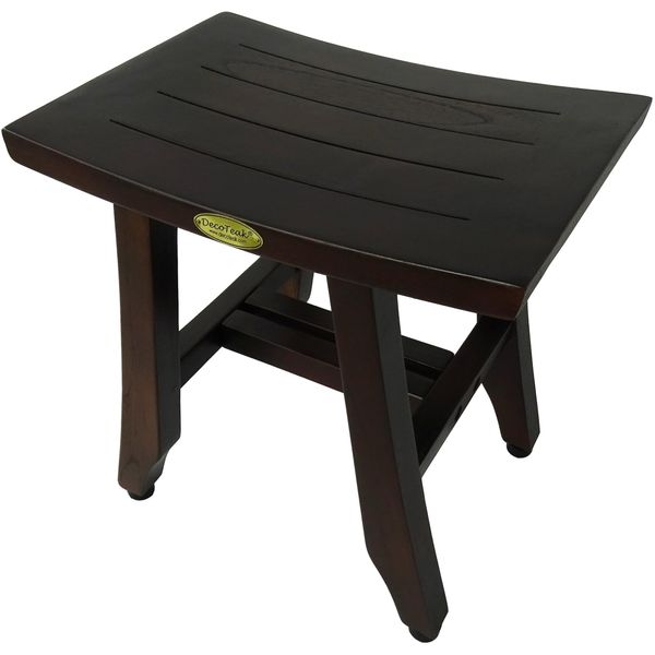 Decoteak Satori 14 Inch Shaving Waterproof Teak Wood Shower Bench Stool Seat Chair for Inside Shower Provides Safety, Storage, and Organization for Bathroom Accessories