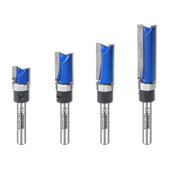 KOWOOD Plus Round-Over Edging/45° Chamfer/Core Box/90° V Groove Router Bit Set in C3 Carbide Tipped for Woodwork (Round-Over Edging)