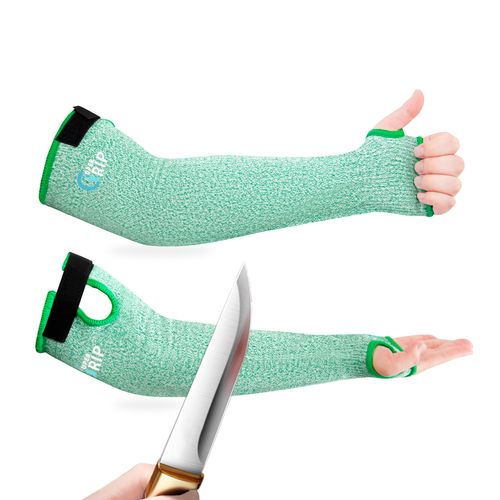Xuper Grip Cut Resistant Arm Sleeves A5 Protectors Gardening Welding Guards for Biting Pet Grooming,1 Pair (Green, 17.7'')