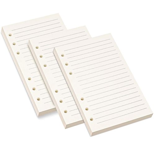 Notebook Refill, For Loose Leaf, Binder, Bible, A6 Size, Horizontal Ruled, Business Notebook, Dedicated Leaf, Refill Paper, Thick, A6, 6 Holes, 45 Sheets x 3 Books